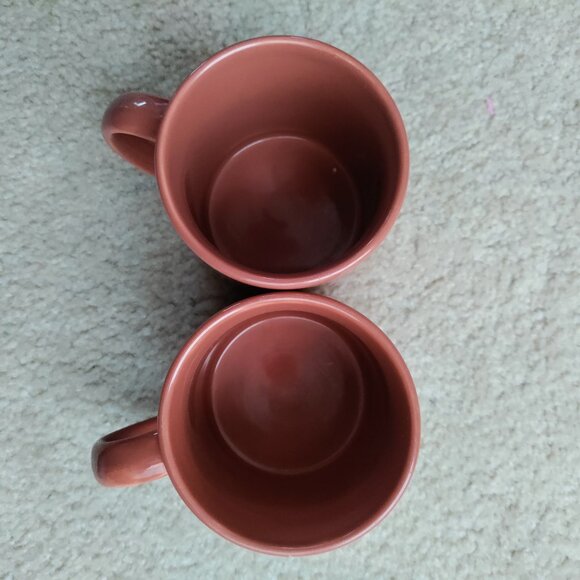 Set of (2) Vtg CCCC England Brown Ceramic Coffee Mugs Floral 1984 Design - Picture 3 of 5